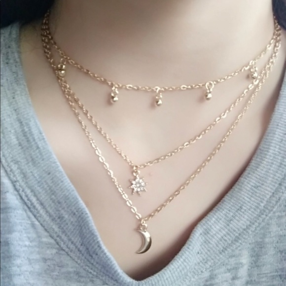 🌙 New✨Boho Layered Moon Necklace - Picture 3 of 4